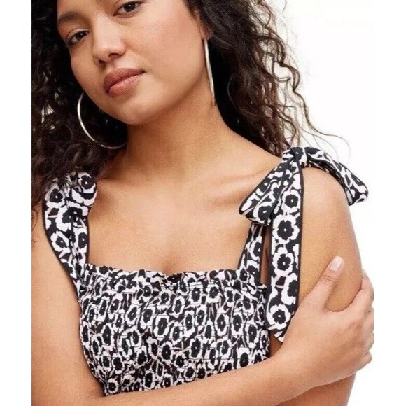 Diane Von Furstenberg X Target Size M Black Poppy Smocked Midi Dress 100% Rayon - Picture 4 of 10